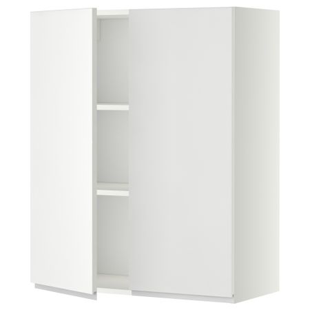 Навесной шкаф с полками, 2 дверцы МЕТОД, белый, Нодста белый