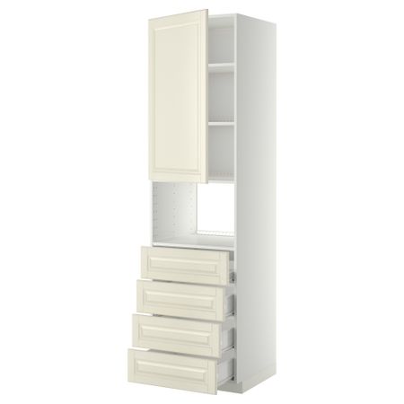 Высокий шкаф для духовки, дверца, 4 ящика МЕТОД / ФОРВАРА, белый, Будбин белый с оттенком
