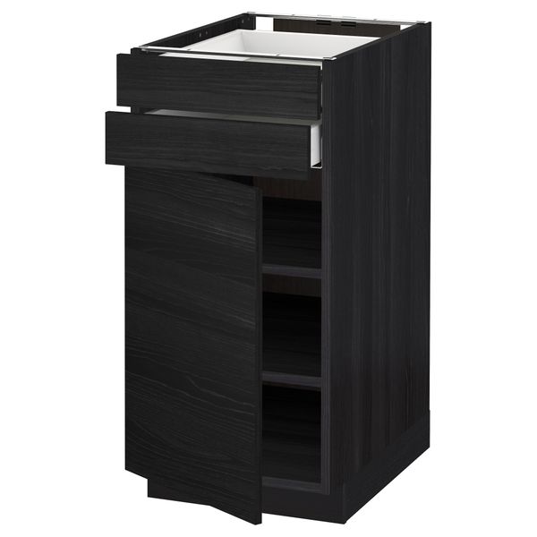 Напольный шкаф с дверцей, 2 ящиками МЕТОД / МАКСИМЕРА, черный, Тингсрид черный - схема-чертеж с размерами