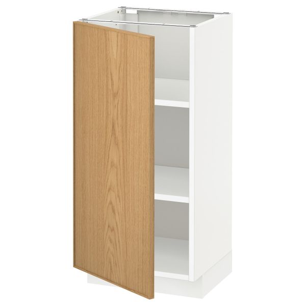 Напольный шкаф с полками, белый/Экестад дуб 40x37 см IKEA METOD МЕТОД 392.394.68 - схема-чертеж с размерами
