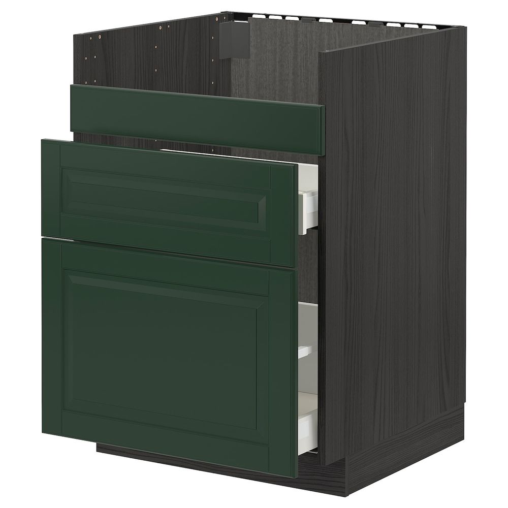 Напольный шкаф для мойки ХАВСЕН/3фасада/2ящ, черный/Будбин темно-зеленый 60x60 см IKEA МЕТОД / МАКСИМЕРА 393.145.18 - схема-чертеж с размерами