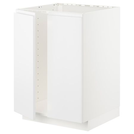 Напольный шкаф для мойки+2 двери, белый/Воксторп матовый белый 60x60 см IKEA METOD МЕТОД 094.473.17