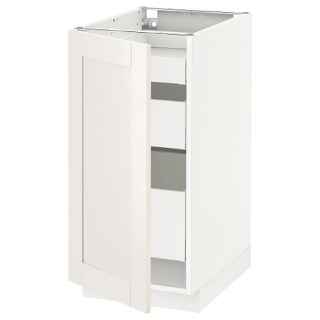 Напольный шкаф с 1 дверцей, 3 ящика МЕТОД / МАКСИМЕРА, белый, Сэведаль белый