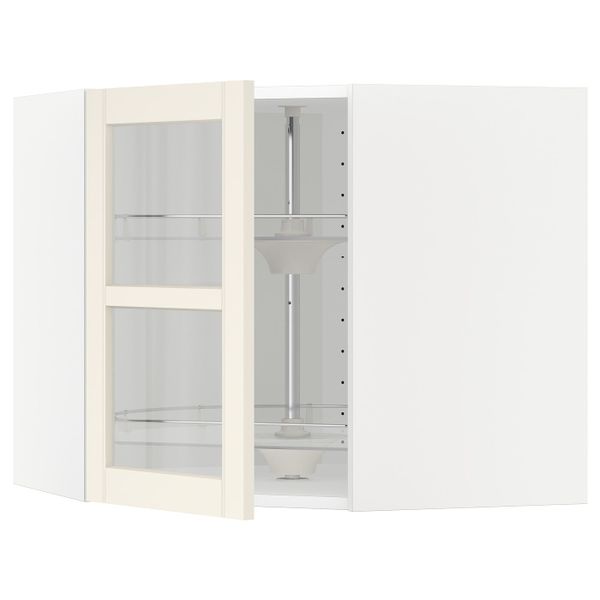 Угловой навесной шкаф с вращающейся секция, стеклянная дв, белый/Хитарп белый с оттенком 68x60 см IKEA METOD МЕТОД 592.404.42 - схема-чертеж с размерами