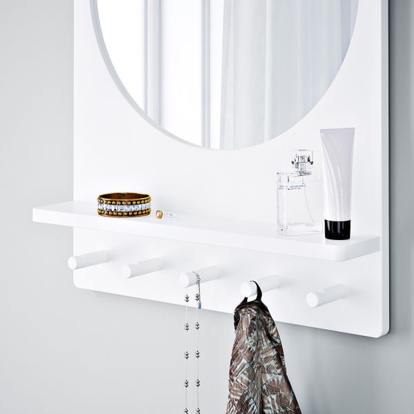 Зеркало с полкой и крючками, белый 50x68 см IKEA САЛТРЁД 203.692.66 - фото 3