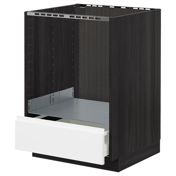 Напольный шкаф для духовки, с ящиком МЕТОД / МАКСИМЕРА, черный, Воксторп белый (60x60 см) - схема-чертеж с размерами