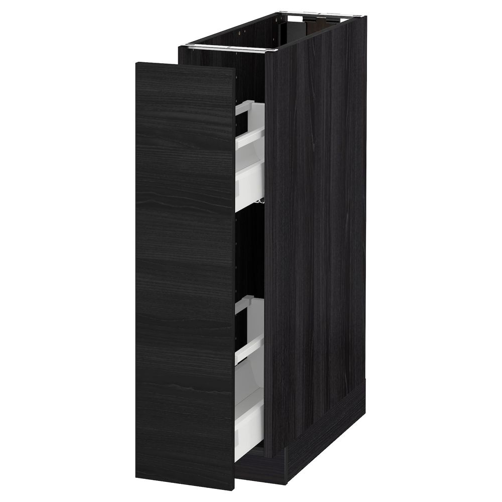 Напольный шкаф, выдвижной внутри элем, черный, Тингсрид черный 20x60 см IKEA МЕТОД 892.319.26 - схема-чертеж с размерами