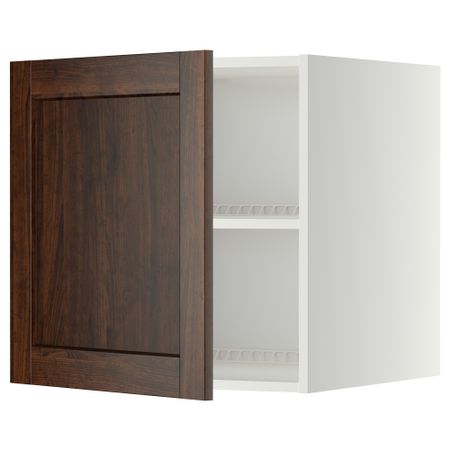 Верхний шкаф на холодильник, морозильник МЕТОД, белый, Эдсерум коричневый