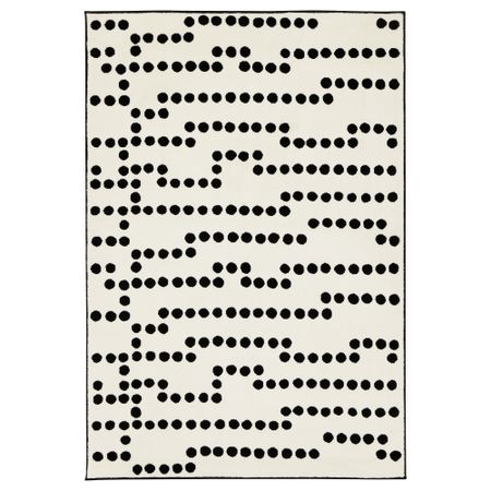 Ковер, короткий ворс АВСИКТЛИГ, белый/черный (133x195 см)