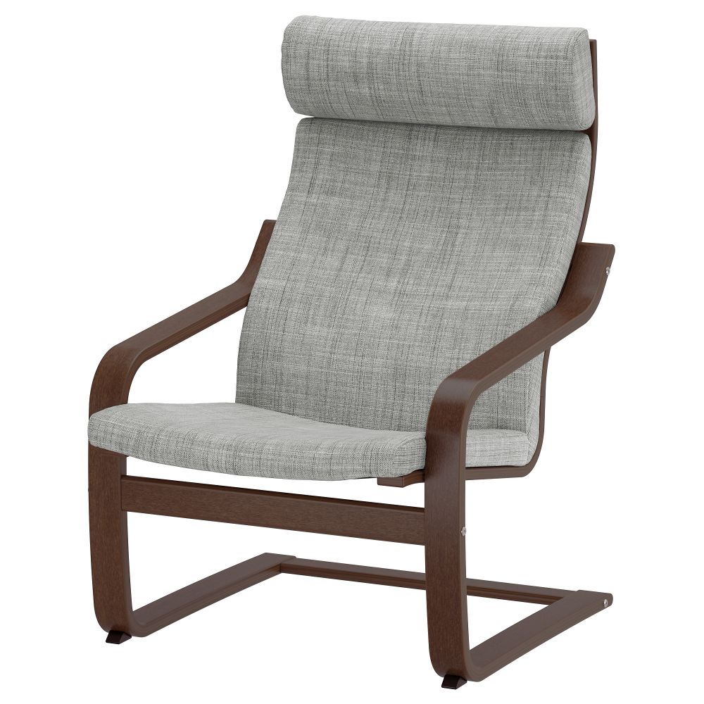 Кресло ПОЭНГ, коричневый, Исунда серый - фото 1