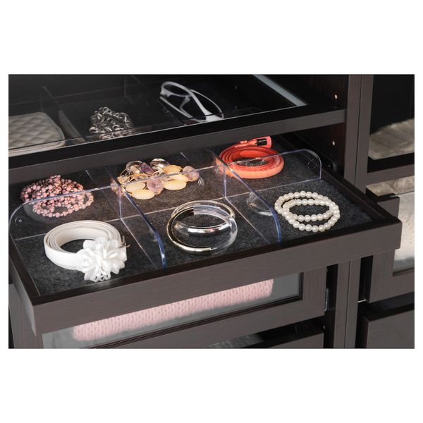 Выдвижная полка с разделителем, черно-коричневый, прозрачный 50x58 см IKEA КОМПЛИМЕНТ 392.429.65 - схема-чертеж с размерами