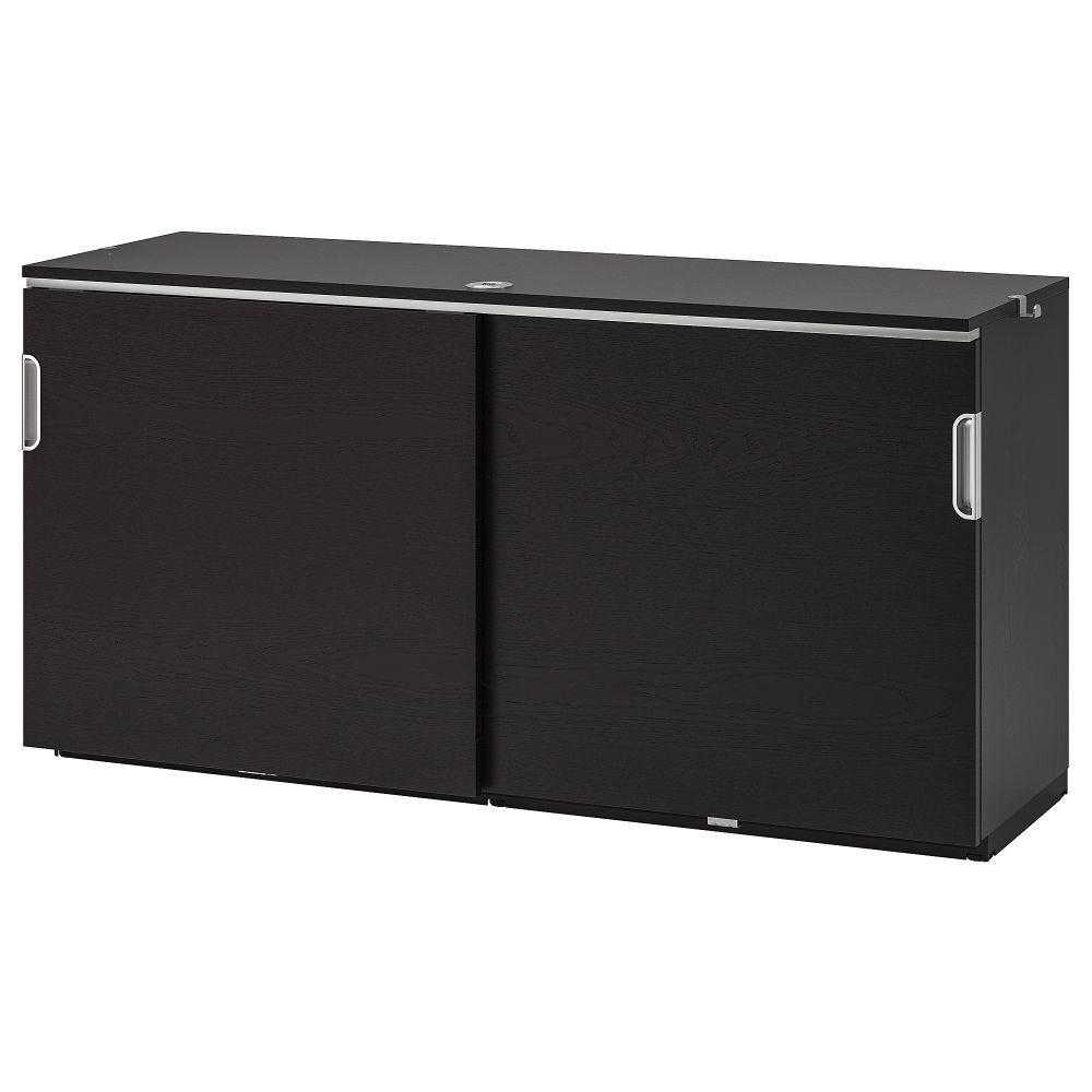 Шкаф с раздвижными дверцами ГАЛАНТ, черно-коричневый (160x80 см) - фото 1