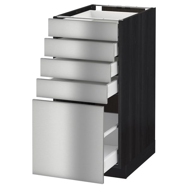 Напольный шкаф с 5 ящиками МЕТОД / МАКСИМЕРА, черный, Гревста нержавеющ сталь - схема-чертеж с размерами