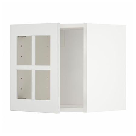 Навесной шкаф со стеклянной дверцей, белый/Стенсунд белый 40x40 см IKEA METOD МЕТОД 094.453.37