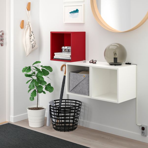 Комбинация настенных шкафов, красный, белый 105x35x70 см IKEA ЭКЕТ 892.863.44 - фото 2