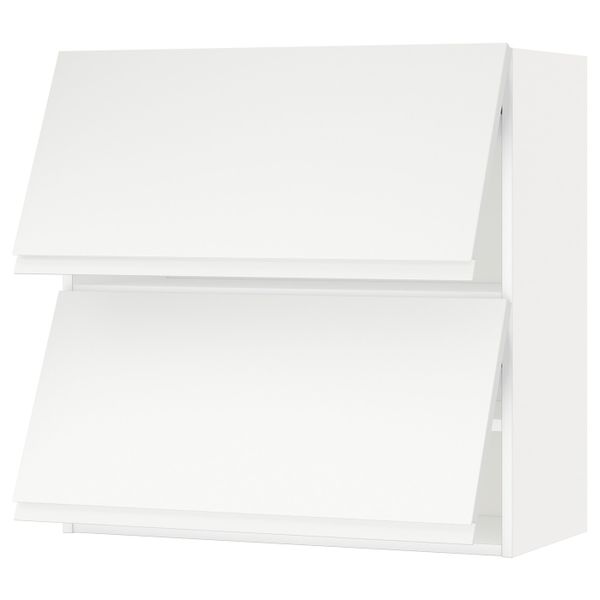 Навесной шкаф, 2 дверцы, горизонтал, белый/Воксторп матовый белый 80x80 см IKEA МЕТОД 892.255.72 - схема-чертеж с размерами