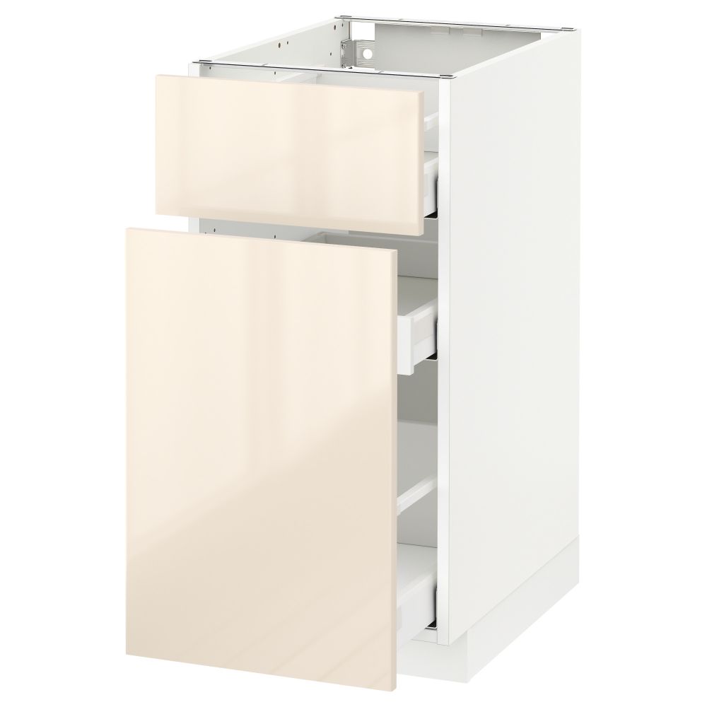 Напольный шкаф, выдвижной секцией, ящик МЕТОД / МАКСИМЕРА, белый, Рингульт кремовый - схема-чертеж с размерами