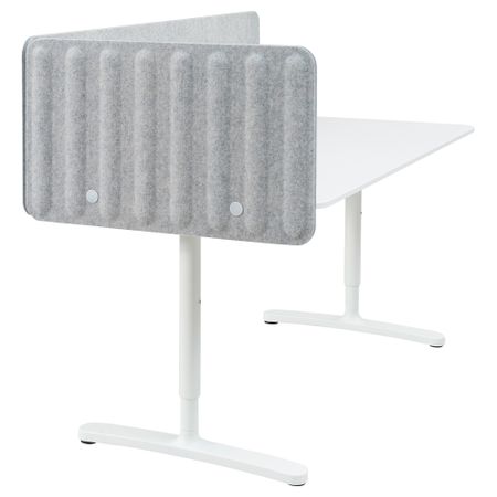 Стол с экраном, 160x80 48 см, белый, серый IKEA BEKANT БЕКАНТ 293.873.79