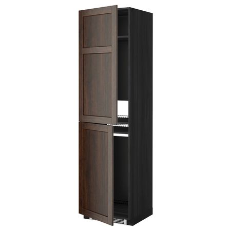 Высокий шкаф для холодильник/мороз, черный/Эдсерум коричневый 60x60x220 см IKEA МЕТОД 992.267.93