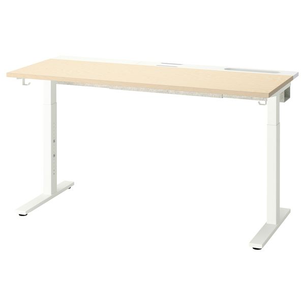 Письменный стол, березовый шпон, белый, 140x60 см IKEA MITTZON 295.280.39 - фото 2