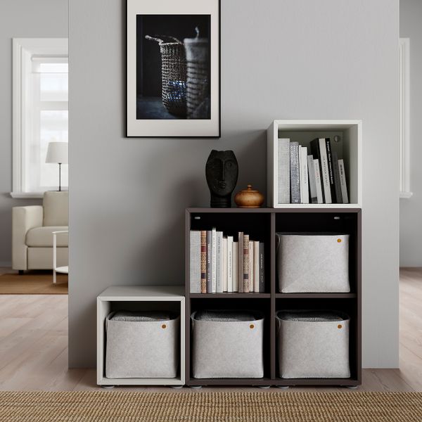 Комбинация шкафов с ножками, белый, темно-серый/светло-серый 105x35x107 см IKEA EKET ЭКЕТ 591.908.52 - фото 2