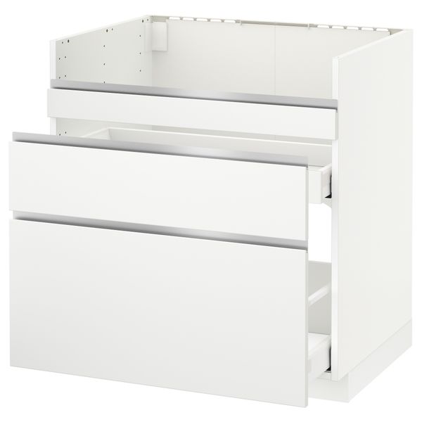 Напольный шкаф под мойку ДУМШЁ, 3 фасада, 2 ящика МЕТОД / МАКСИМЕРА, белый, Нодста белый - схема-чертеж с размерами