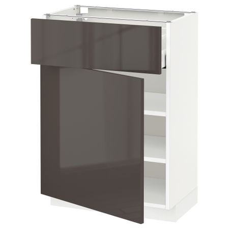 Напольный шкаф с ящиком, дверью МЕТОД / МАКСИМЕРА, белый, Рингульт серый