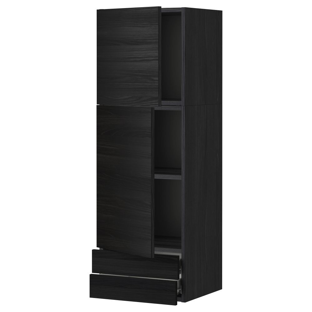 Навесной шкаф, 2 дверцы, 2 ящика МЕТОД / ФОРВАРА, черный, Тингсрид черный - фото 1