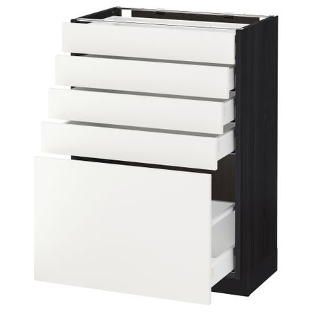 Напольный шкаф с 5 ящиками МЕТОД / МАКСИМЕРА, черный, Хэггеби белый