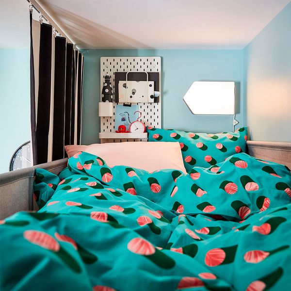 Пододеяльник и наволочка, точечный/розовый бирюзовый 150x200/50x70 см IKEA GRACIÖS ГРАСИОС 004.624.73 - схема-чертеж с размерами