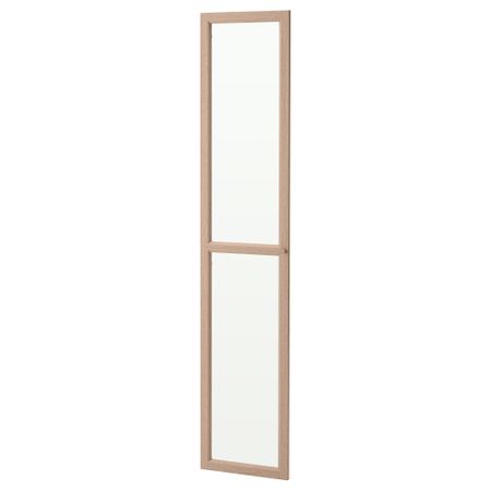 Стеклянная дверь, 40x192 см, дубовый шпон, беленый IKEA OXBERG ОКСБЕРГ 004.040.39