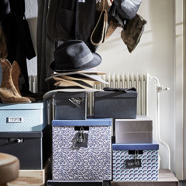 Коробка с крышкой, синий/разноцветный 25x35x20 см IKEA TJENA ТЬЕНА 604.678.49 - фото 2