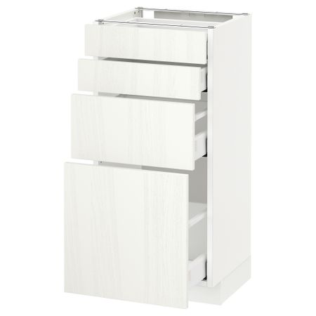 Напольный шкаф 4 фронтальных панели, 4 ящика МЕТОД / МАКСИМЕРА, белый, Росдаль белый
