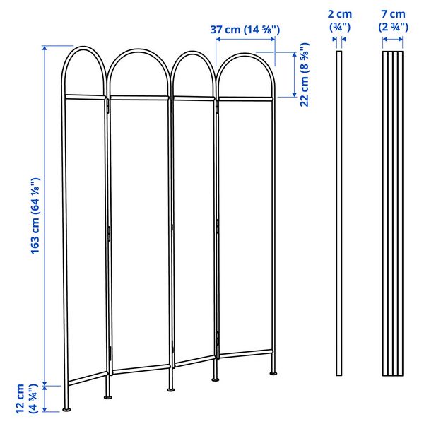 GRÅFJÄLLET ГРЭФЬЕЛЛЕТ Ширма - антрацит 150x175 см - схема-чертеж с размерами