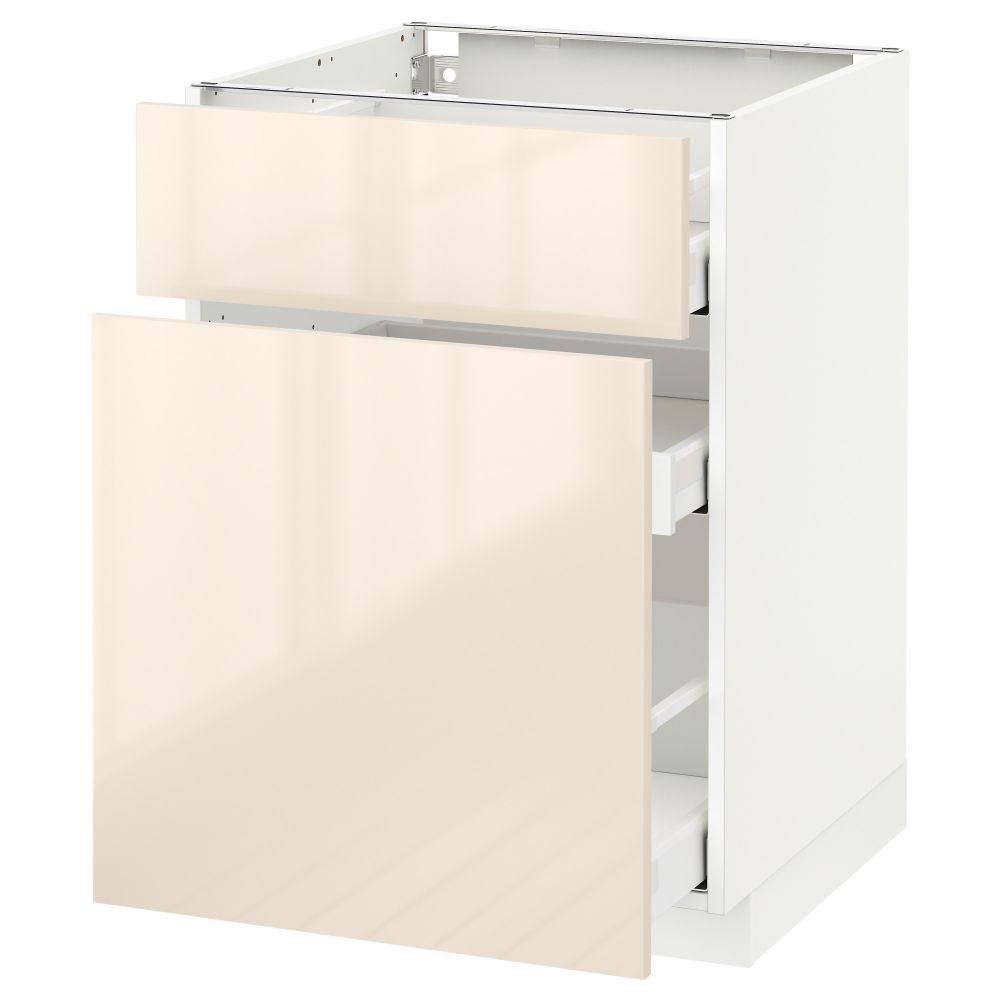 Напольный шкаф, выдвижной секцией, ящик МЕТОД / МАКСИМЕРА, белый, Рингульт кремовый - схема-чертеж с размерами