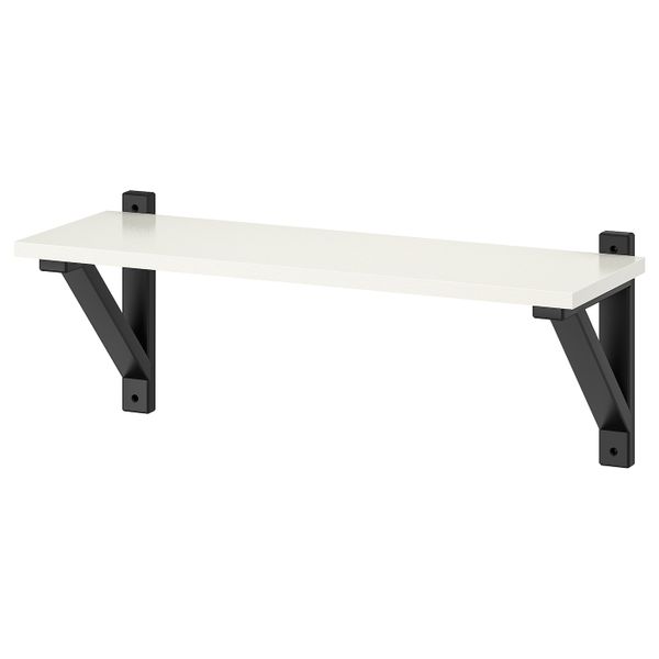 Полка навесная, белый, черный, 59x22 см IKEA БУРГУЛЬТ / ЭКБИ ВАЛЬТЕР 492.905.45 - фото 1