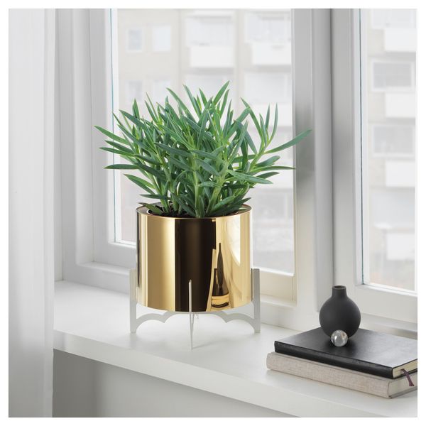 Кашпо с держателем ВИНТЕР 2018, золотой (15 см) - фото 2