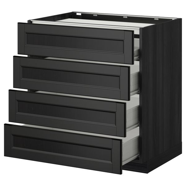 Напольный шкаф, 4 фронтальных панели, 4 ящика МЕТОД / ФОРВАРА, черный, Лаксарби черно-коричневый черно-коричневый - схема-чертеж с размерами