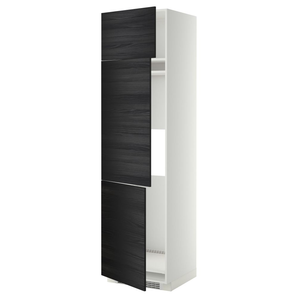 Высокий шкаф для холодильника или морозильника, с 3 дверями МЕТОД, белый, Тингсрид черный - схема-чертеж с размерами