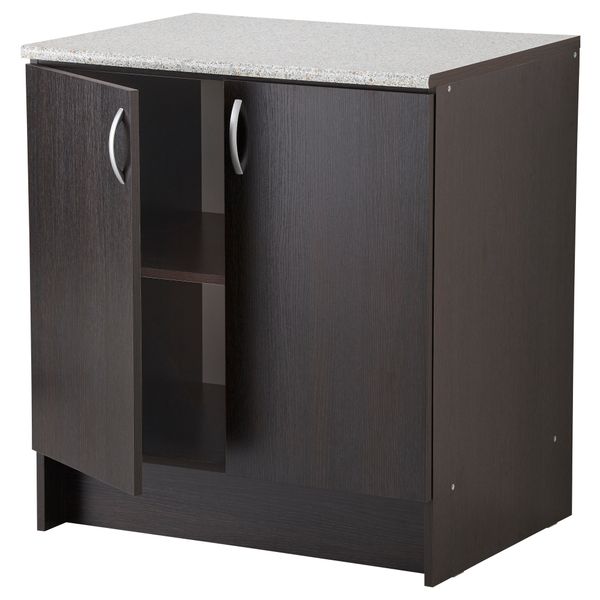 Напольный шкаф с дверьми АЛЬБРУ, черно-коричневый (80x89 см) - схема-чертеж с размерами