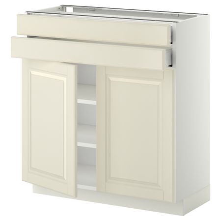 Напольный шкаф, 2 дверцы, 2 ящика МЕТОД / МАКСИМЕРА, белый, Будбин белый с оттенком