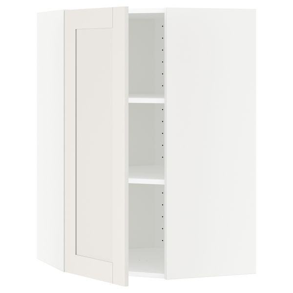 Угловой навесной шкаф с полками МЕТОД, белый, Сэведаль белый - схема-чертеж с размерами