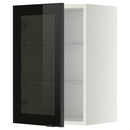Навесной шкаф с полками, стекляными дв, белый/Ютис дымчатое стекло 40x60 см IKEA METOD МЕТОД 593.305.79