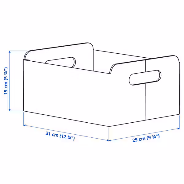 BESTÅ Коробка - серый 25x31x15 см - схема-чертеж с размерами