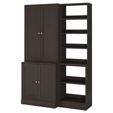 Комбинация для хранения, темно-коричневый 142x47x212 см IKEA HAVSTA ХАВСТА 392.751.40