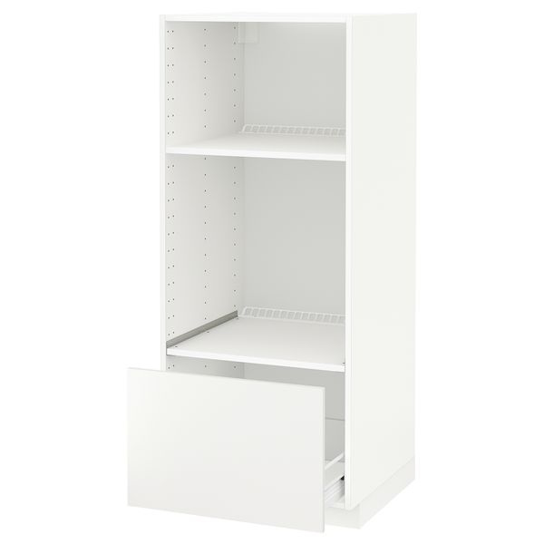 Высокий шкаф с ящиком для духовки/СВЧ МЕТОД / ФОРВАРА, белый, Хэггеби белый (60x60x140 см) - схема-чертеж с размерами