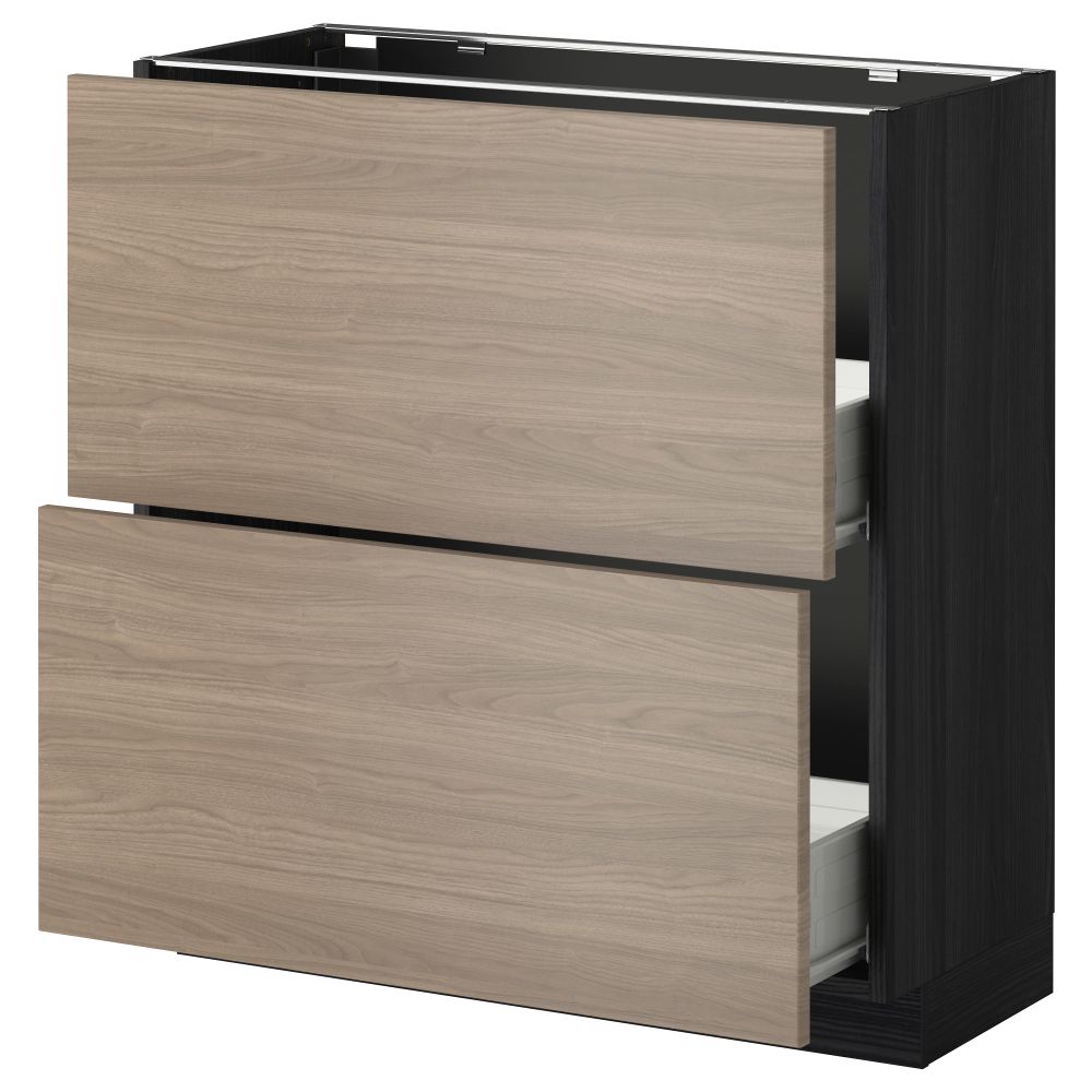 Напольный шкаф с 2 ящиками МЕТОД / ФОРВАРА, черный, Брокхульт светло-серый - схема-чертеж с размерами