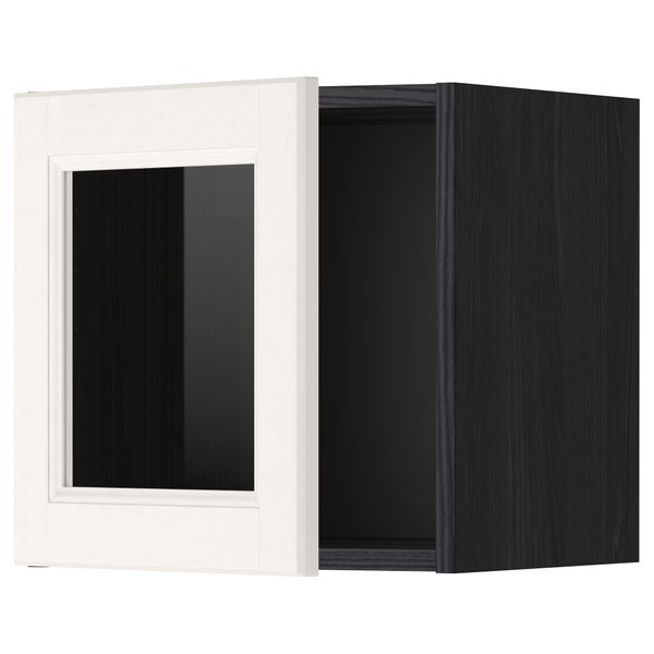 Навесной шкаф со стеклянной дверью МЕТОД, черный, Лаксарби белый (40x40 см) - схема-чертеж с размерами