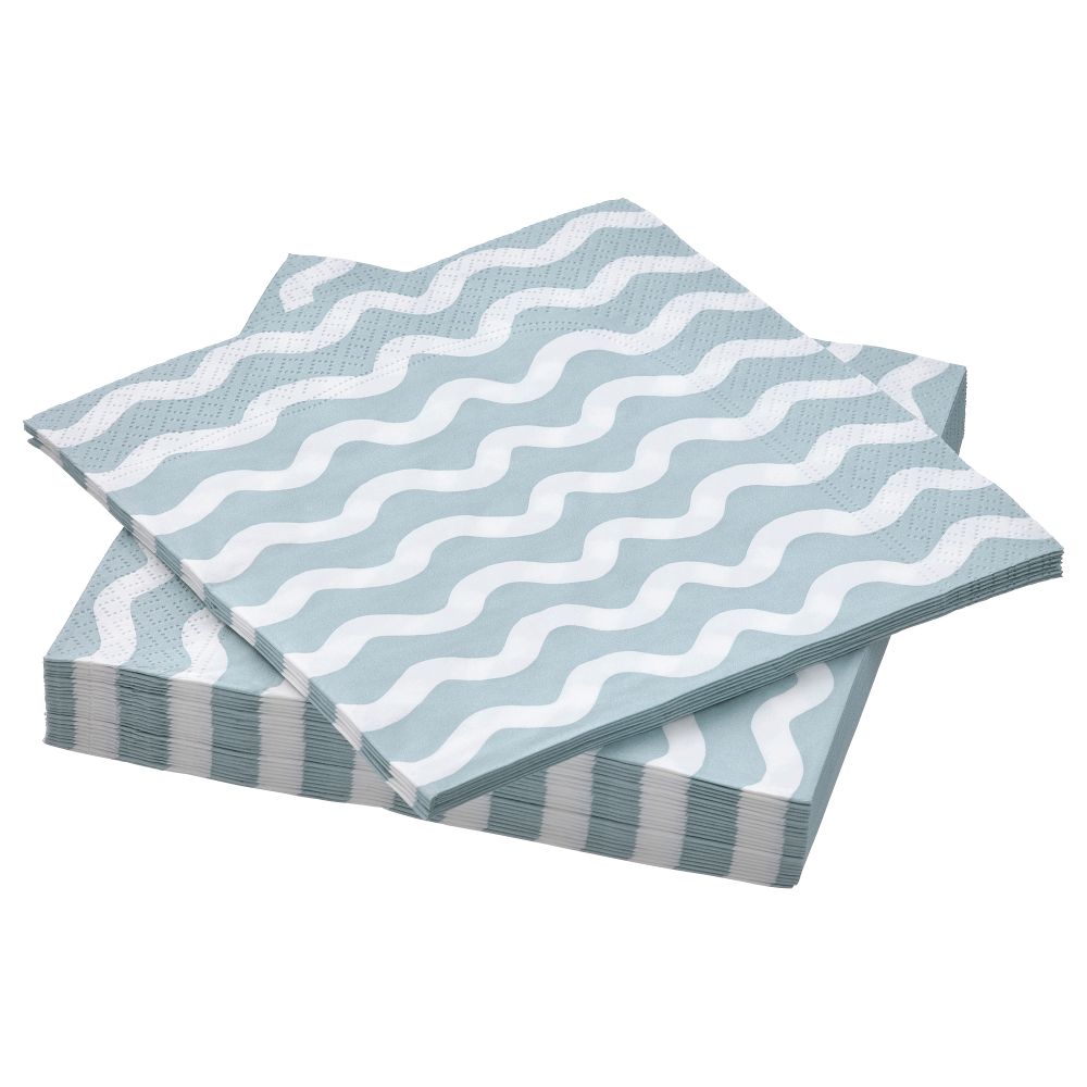 Салфетка бумажная, 33x33 см, с рисунком белый/бледно-голубой IKEA VÅRSIKLÖJA 205.422.28 - фото 1