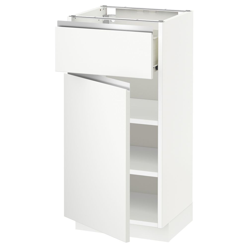 Напольный шкаф с ящиком, дверью МЕТОД / ФОРВАРА, белый, Нодста белый - схема-чертеж с размерами